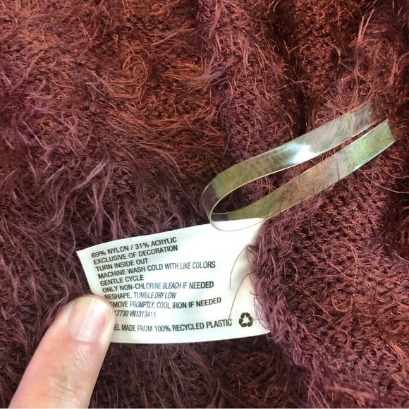 NWT Knox Rose Wine Purple Embroidered Open Fuzzy Cardigan Sweater Womens Size XL - Picture 10 of 12